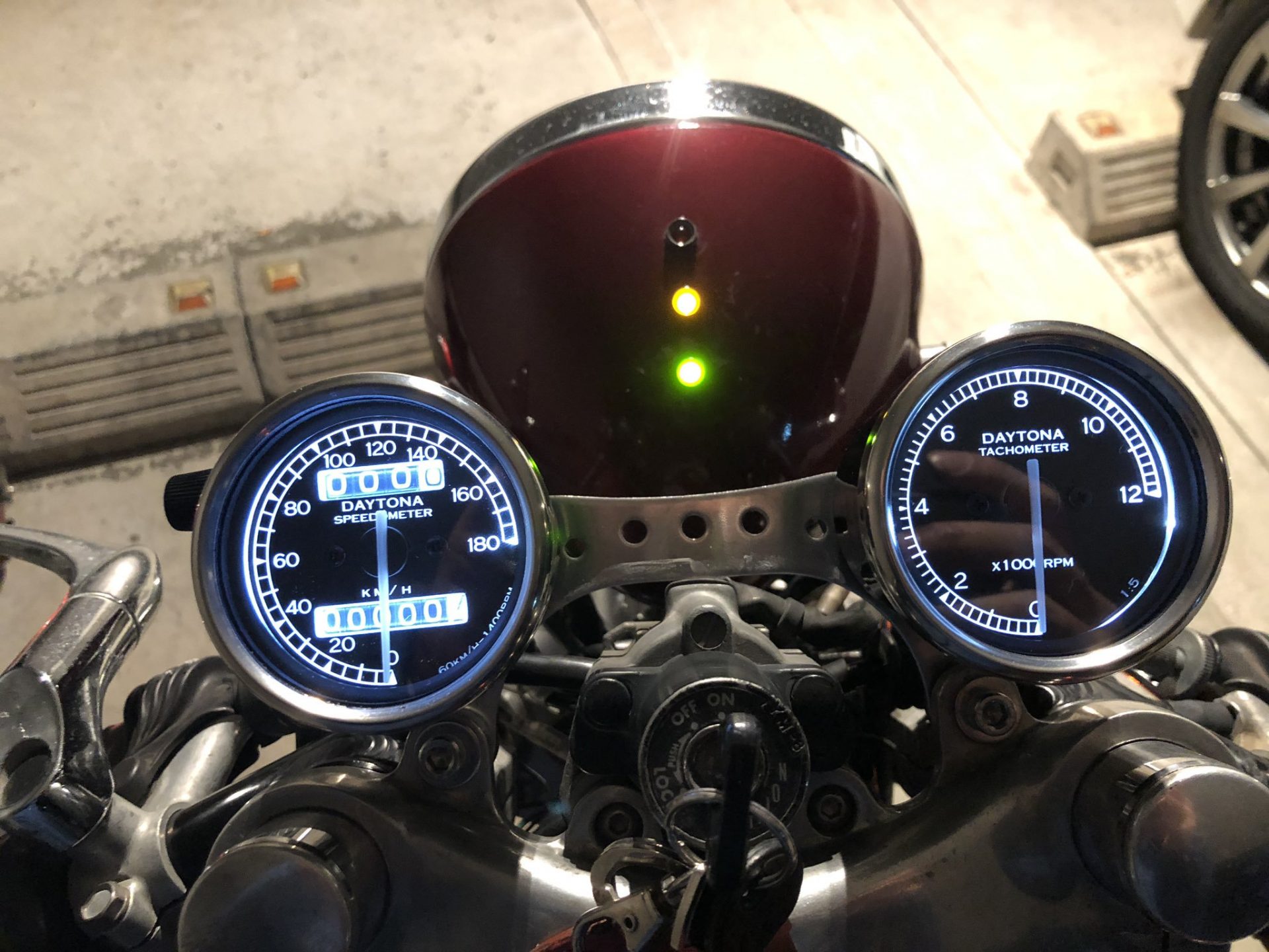 SR400 デイトナ Φ60 機械式 LED スピードメーター タコ セット - メーター